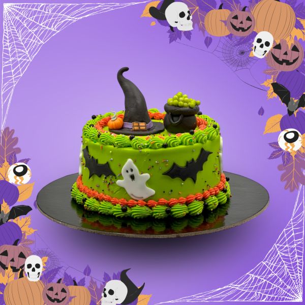 Ghostly Cauldron Cake