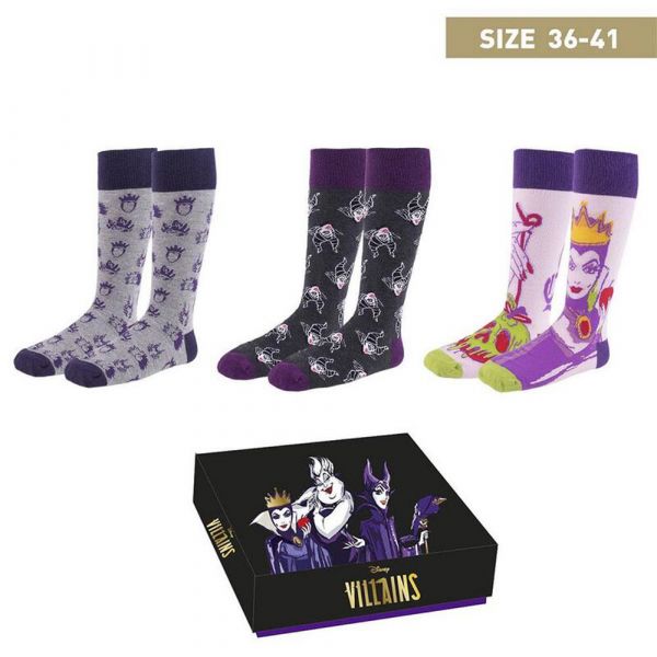 3 Pairs socks set Disney Villanas Size 36/41